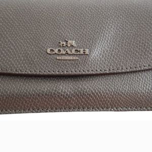 Coach Wallet Slim Envelope Dark Metallic Grey Snap Small "C's" Interior
